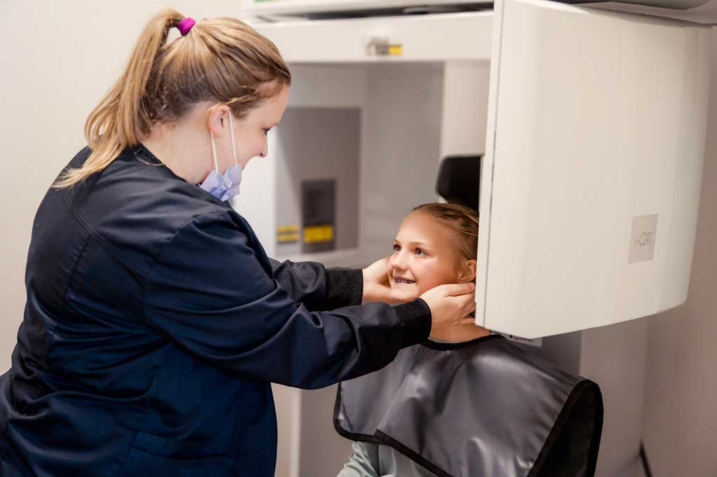 Adjusting patient before xray